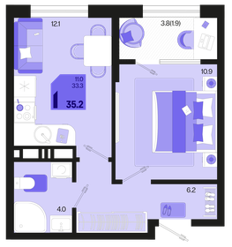 34,6 м², 1-комнатная квартира 6 550 000 ₽ - изображение 122