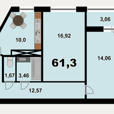 Квартира 61,3 м², 2-комнатная - изображение 2