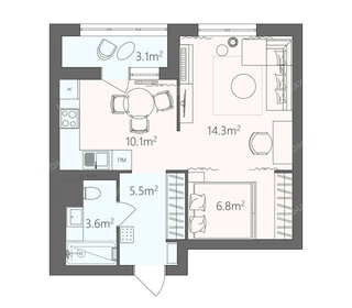 46 м², 1-комнатная квартира 60 000 ₽ в месяц - изображение 60