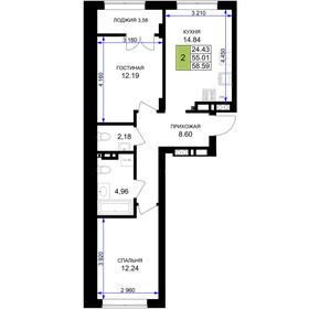 59 м², 2-комнатная квартира 6 700 000 ₽ - изображение 78
