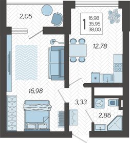 Квартира 38 м², 1-комнатная - изображение 1