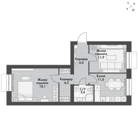 Квартира 55,8 м², 2-комнатная - изображение 1