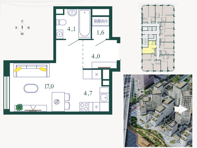 31,4 м², квартира-студия 19 000 000 ₽ - изображение 36