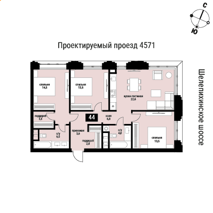 94,5 м², 3-комнатная квартира 34 545 160 ₽ - изображение 15