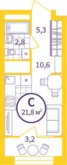 20,3 м², квартира-студия 3 050 000 ₽ - изображение 1