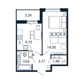 Квартира 35 м², 1-комнатная - изображение 1