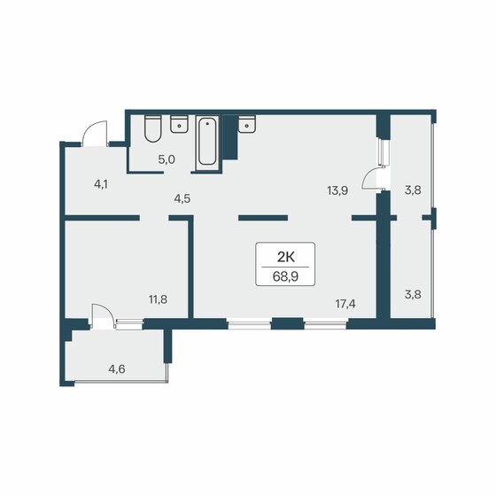 68,9 м², 2-комнатная квартира 7 150 000 ₽ - изображение 1