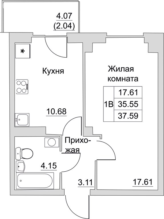 Варианты планировок ЖК «Семейный» - планировка 9