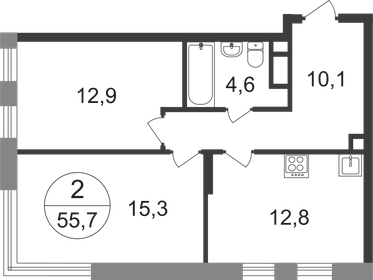 55 м², 2-комнатная квартира 14 200 000 ₽ - изображение 44