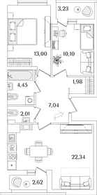 Квартира 63,9 м², 2-комнатная - изображение 1