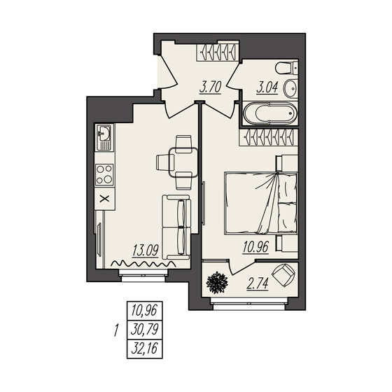 32,2 м², 1-комнатная квартира 5 306 400 ₽ - изображение 23