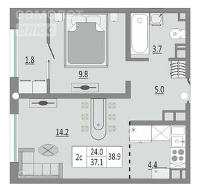 Квартира 40,7 м², 1-комнатная - изображение 1