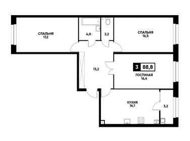 88,7 м², 3-комнатная квартира 8 692 600 ₽ - изображение 14