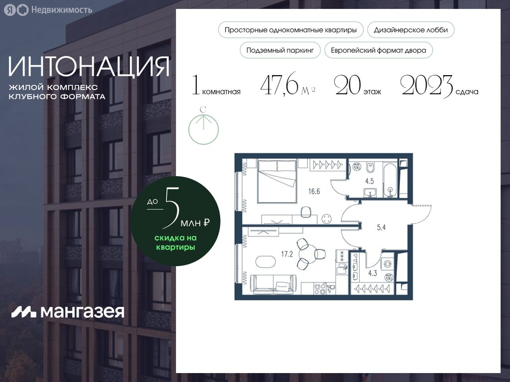 Варианты планировок ЖК «Интонация» - планировка 3