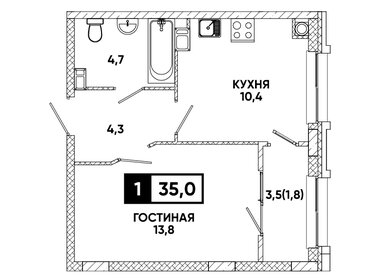 Квартира 35 м², 1-комнатная - изображение 1