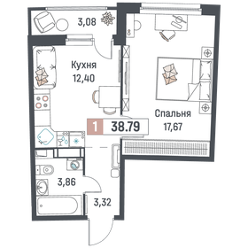 38,8 м², 1-комнатная квартира 6 605 937 ₽ - изображение 3