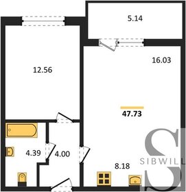 Квартира 47,7 м², 1-комнатная - изображение 1