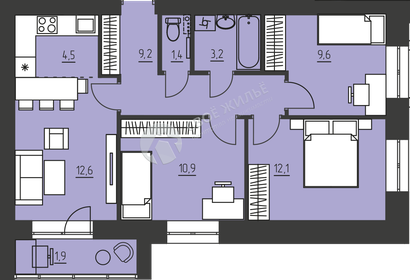 66,5 м², 3-комнатная квартира 7 581 000 ₽ - изображение 21