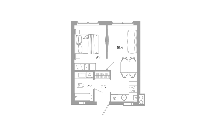 33,8 м², 1-комнатная квартира 6 380 000 ₽ - изображение 45