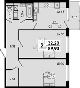 Квартира 60 м², 2-комнатная - изображение 1