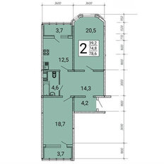 Квартира 78,6 м², 2-комнатная - изображение 3