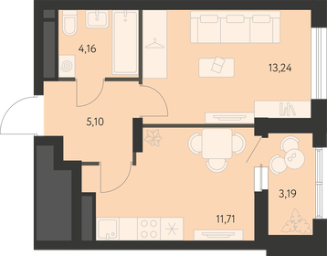 Квартира 35,2 м², 1-комнатная - изображение 1