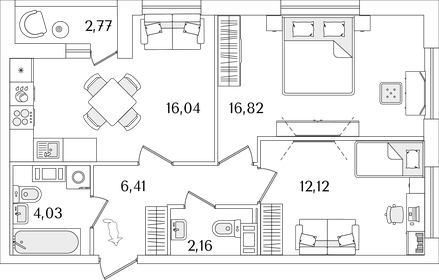 55,8 м², 2-комнатная квартира 11 100 000 ₽ - изображение 111