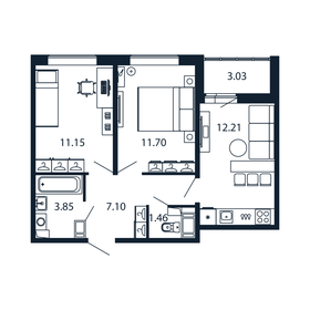 Квартира 49 м², 2-комнатная - изображение 1