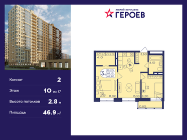 Квартира 46,9 м², 2-комнатная - изображение 1