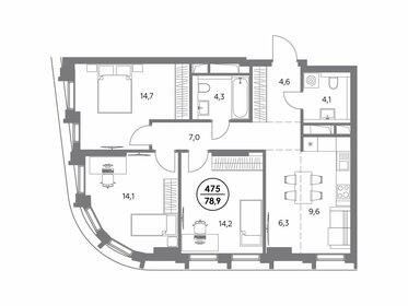 70 м², 3-комнатная квартира 25 000 000 ₽ - изображение 117