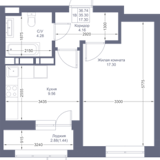 Квартира 36,7 м², 1-комнатная - изображение 2