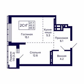 44,9 м², 2-комнатная квартира 8 710 600 ₽ - изображение 65