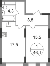 Квартира 46,1 м², 1-комнатная - изображение 1