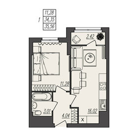 43,8 м², 1-комнатная квартира 6 225 280 ₽ - изображение 1