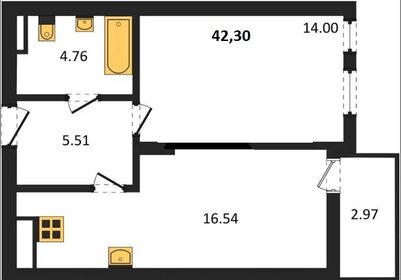 Квартира 42,3 м², 1-комнатная - изображение 1
