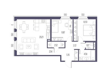 Квартира 73,8 м², 2-комнатная - изображение 1