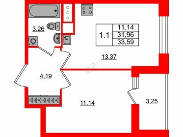 Квартира 32 м², 1-комнатная - изображение 1