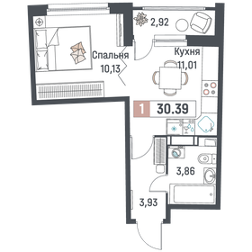 32,6 м², 1-комнатная квартира 4 200 000 ₽ - изображение 110