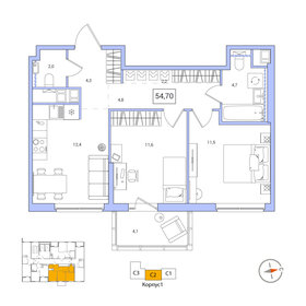 54,7 м², 2-комнатная квартира 8 587 900 ₽ - изображение 14