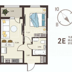 Квартира 37 м², 1-комнатная - изображение 3
