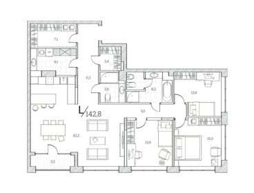289,8 м², 4-комнатные апартаменты 75 700 000 ₽ - изображение 18