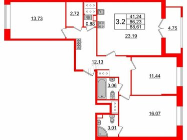 Квартира 86,2 м², 3-комнатная - изображение 1