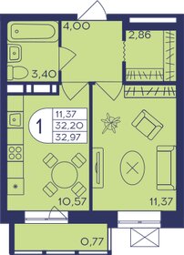 39 м², 1-комнатная квартира 5 500 000 ₽ - изображение 33