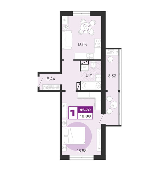 38,6 м², 1-комнатная квартира 4 398 120 ₽ - изображение 23