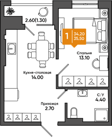 35,1 м², 1-комнатная квартира 3 966 300 ₽ - изображение 55