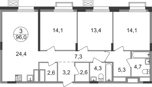 99,7 м², 3-комнатная квартира 22 763 052 ₽ - изображение 18