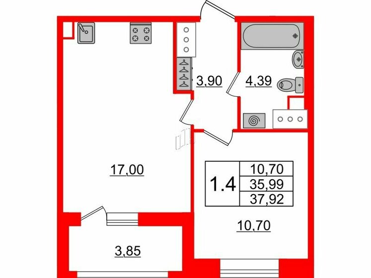 36 м², 1-комнатная квартира 9 600 224 ₽ - изображение 41