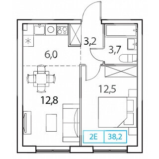 38 м², 1-комнатная квартира 5 550 000 ₽ - изображение 1