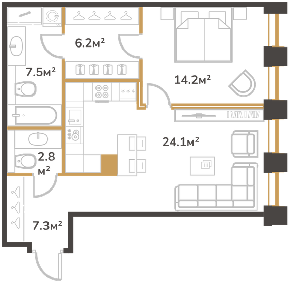 61,9 м², 1-комнатная квартира 18 446 200 ₽ - изображение 27
