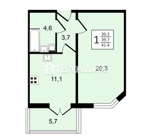 Квартира 41,4 м², 1-комнатная - изображение 1